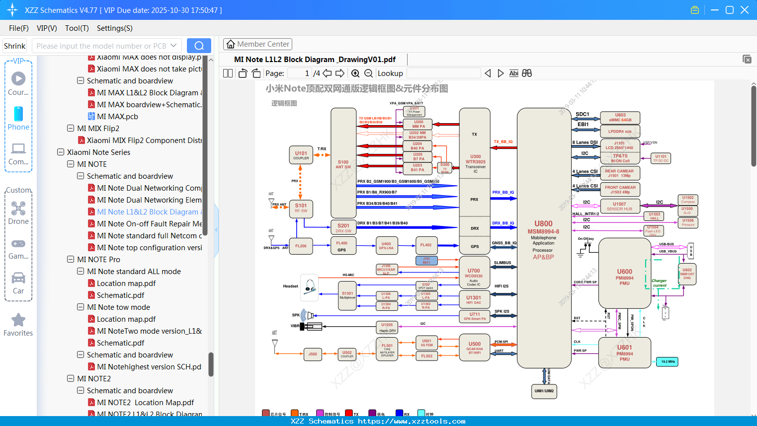 Xiaomi MI Note L1&L2 Block Diagram & DrawingV01